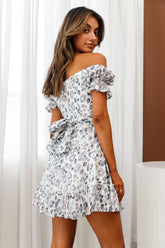 Linka Off-Shoulder Tie Back Dress Animal Print Blue